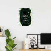Aquamarine Green & Gold Geode Liebe ist Sweet Wedd Poster (Heimbüro)