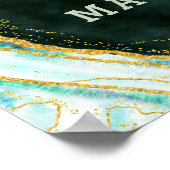 Aquamarine Green & Gold Geode Liebe ist Sweet Wedd Poster (Ecke)