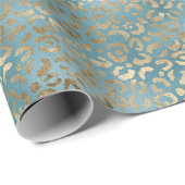 Aquamarine Green Gold Leopard Print Geschenkpapier (Rolleneckpunkt)