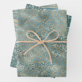 Aquamarine Green Gold Leopard Print Geschenkpapier Set (Beispiel)