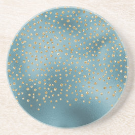Aquamarine Green Gold Luxe Glam Glitzer Dots Getränkeuntersetzer