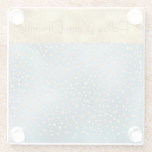 Aquamarine Green Gold Luxe Glam Glitzer Dots Glasuntersetzer (Rückseite)