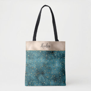 Aquamarine Green-Gold-Stars Tasche
