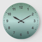 Aquamarine Green Gradient Minimal-Designnummern Große Wanduhr (Vorderseite)