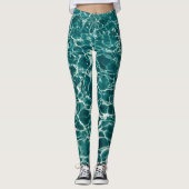 Aquamarine Green Pool Muster Leggings (Vorderseite)