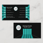 Aquamarine Green Social Media Icons Minimalistisch Visitenkarte (Vorne/Hinten)