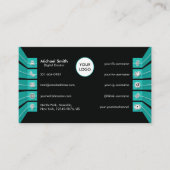Aquamarine Green Social Media Icons Minimalistisch Visitenkarte (Vorderseite)