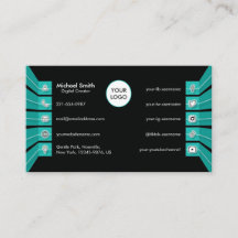 Aquamarine Green Social Media Icons Minimalistisch