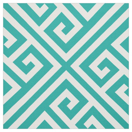 Aquamarine griechische Schlüsselgröße Stoff (Muster)