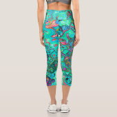 Aquamarine Groovy Abstrakt Retro Liquid Swirl Capri Leggings (Rückseite)