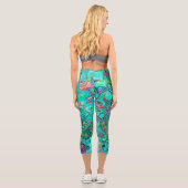 Aquamarine Groovy Abstrakt Retro Liquid Swirl Capri Leggings (Rückseite)