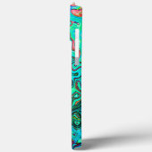 Aquamarine Groovy Abstrakt Retro Liquid Swirl Case-Mate iPhone Hülle (Rückseite / Links)
