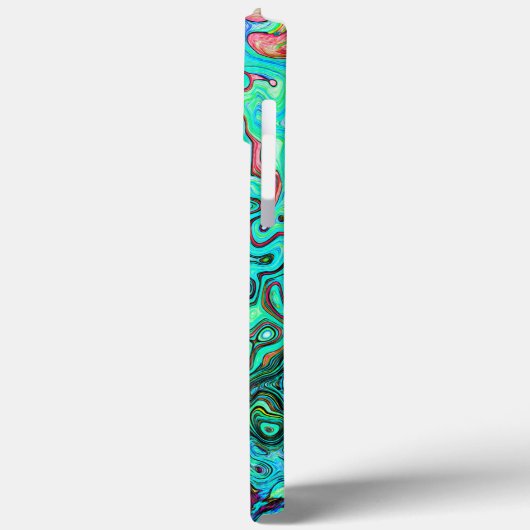 Aquamarine Groovy Abstrakt Retro Liquid Swirl Case-Mate iPhone Hülle (Rückseite / Links)