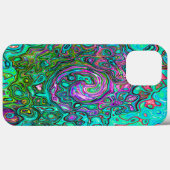 Aquamarine Groovy Abstrakt Retro Liquid Swirl Case-Mate iPhone Hülle (Rückseite (Horizontal))