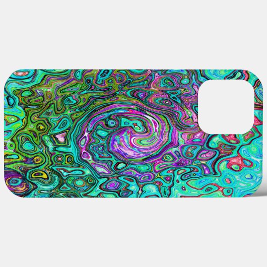 Aquamarine Groovy Abstrakt Retro Liquid Swirl Case-Mate iPhone Hülle (Rückseite (Horizontal))
