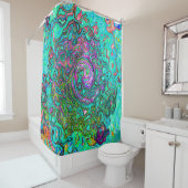Aquamarine Groovy Abstrakt Retro Liquid Swirl Duschvorhang (Beispiel)