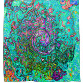 Aquamarine Groovy Abstrakt Retro Liquid Swirl Duschvorhang (Vorderseite)