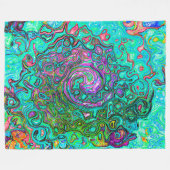Aquamarine Groovy Abstrakt Retro Liquid Swirl Fleecedecke (Vorderseite (Horizontal))