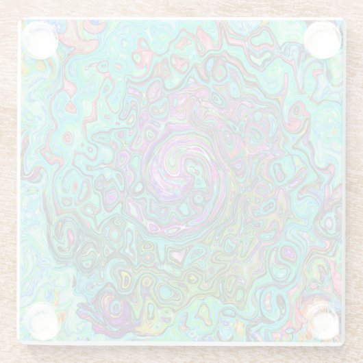 Aquamarine Groovy Abstrakt Retro Liquid Swirl Glasuntersetzer (Rückseite)
