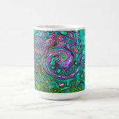 Aquamarine Groovy Abstrakt Retro Liquid Swirl Kaffeetasse (Mittel)