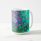 Aquamarine Groovy Abstrakt Retro Liquid Swirl Kaffeetasse (VorderseiteRechts)