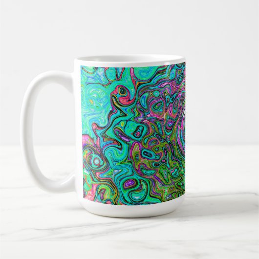 Aquamarine Groovy Abstrakt Retro Liquid Swirl Kaffeetasse (Links)