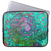 Aquamarine Groovy Abstrakt Retro Liquid Swirl Laptopschutzhülle (Vorderseite)