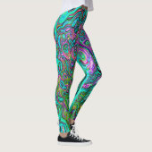 Aquamarine Groovy Abstrakt Retro Liquid Swirl Leggings (Rechts)