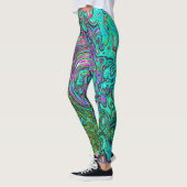 Aquamarine Groovy Abstrakt Retro Liquid Swirl Leggings (Links)