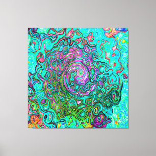 Aquamarine Groovy Abstrakt Retro Liquid Swirl Leinwanddruck