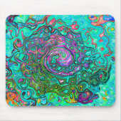 Aquamarine Groovy Abstrakt Retro Liquid Swirl Mousepad (Vorne)
