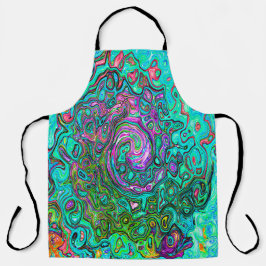 Aquamarine Groovy Abstrakt Retro Liquid Swirl Schürze
