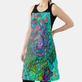 Aquamarine Groovy Abstrakt Retro Liquid Swirl Schürze (InSitu)