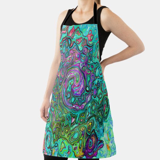 Aquamarine Groovy Abstrakt Retro Liquid Swirl Schürze (InSitu)