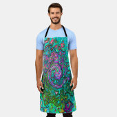 Aquamarine Groovy Abstrakt Retro Liquid Swirl Schürze (Getragen)