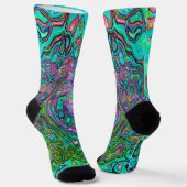 Aquamarine Groovy Abstrakt Retro Liquid Swirl Socken (Gewinkelt)