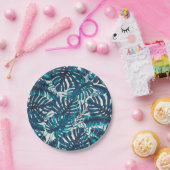 Aquamarine Grün-Tropen-Palmen-Blätter Sommerhochze Pappteller (Party)