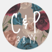 Aquamarine grüne Beige Burgund Hochzeiten Rose Wei Runder Aufkleber (Vorderseite)