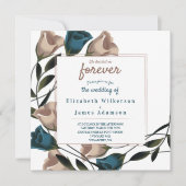 Aquamarine grüne, beige Rose zum Hochzeitsempfang Einladung (Vorderseite)