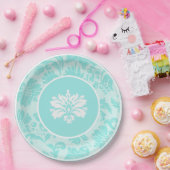 Aquamarine, grüne, blaue Vintage Druckpapiertafel Pappteller (Party)