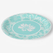 Aquamarine, grüne, blaue Vintage Druckpapiertafel Pappteller (Schrägansicht)