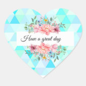 Aquamarine grüne Blütenblüte mit Tagesaufkleber Herz-Aufkleber (Vorderseite)