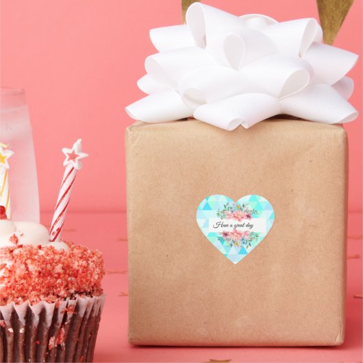 Aquamarine grüne Blütenblüte mit Tagesaufkleber Herz-Aufkleber (Party)