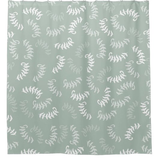 Aquamarine grüne botanische Blätter Duschvorhang (Vorderseite)