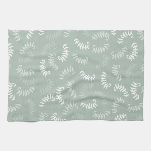 Aquamarine grüne botanische Blätter Geschirrtuch (Horizontal)