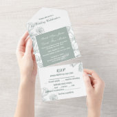 Aquamarine grüne botanische Blume Klassisch All In One Einladung (Abreißen)