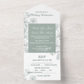 Aquamarine grüne botanische Blume Klassisch All In One Einladung (Innen Boden)