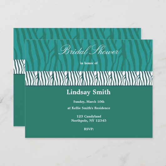 Aquamarine Grüne Brautdusche Einladung (Vorne/Hinten)