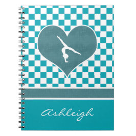 Aquamarine grüne Checkered Gymnastik mit Monogramm Notizblock