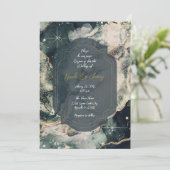 Aquamarine Grüne Creme Watercolor Goldene Hochzeit Einladung (Stehend Vorderseite)